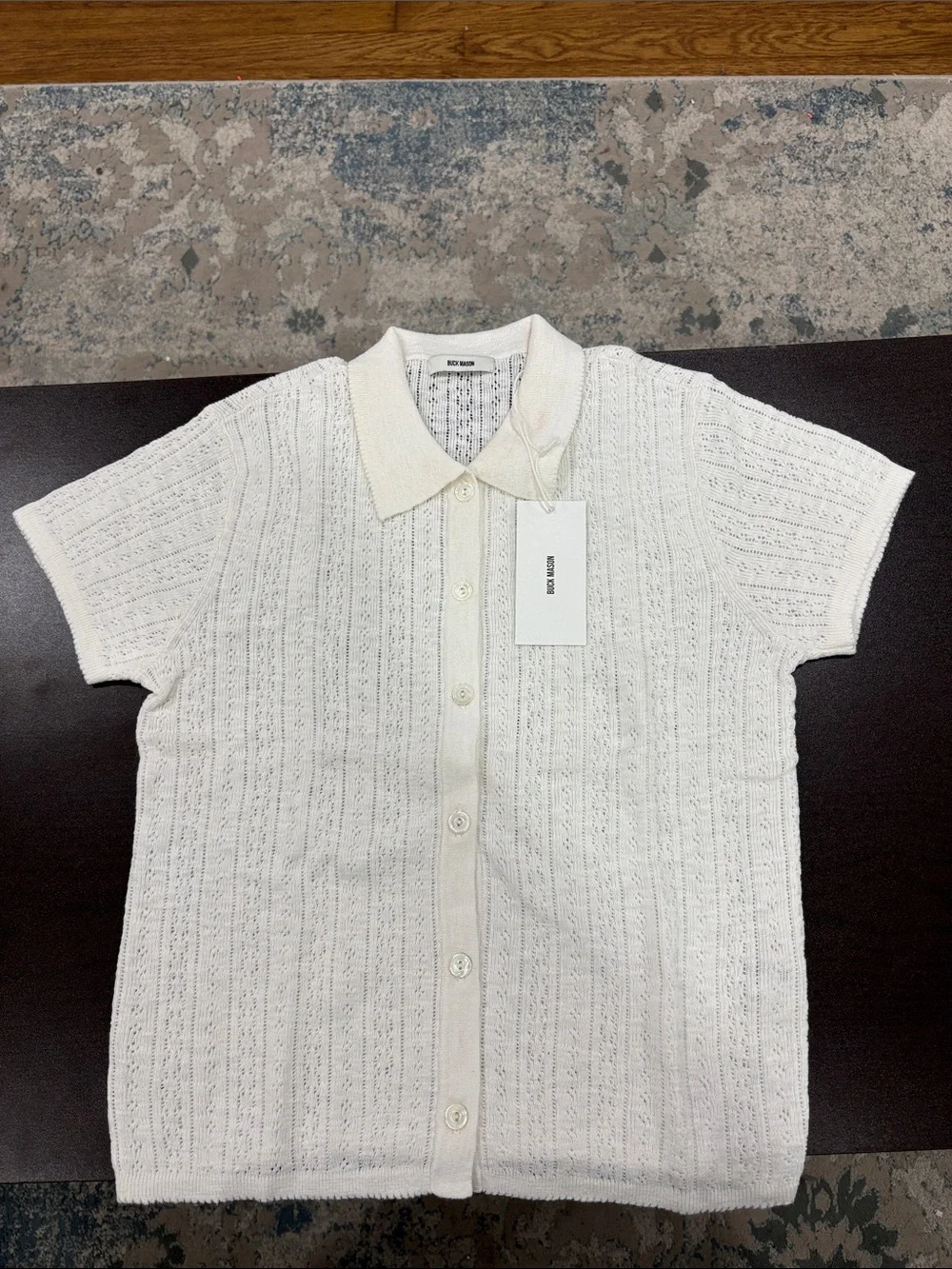 Buck Mason Soft White Coastal Linen Pointelle Polo Small Retail $138 NWT - Picture 1 of 7